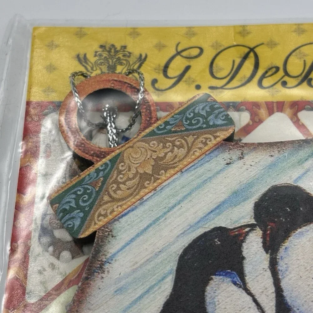 Walt Disney Showcase Penguin Art Christmas Ornament Wooden Hanging by G DeBrekht